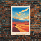 Great Sand Dunes National Park Colorado Travel Art, National Park Print, Minimalist Travel Art, Midcentury Modern Style Landscape Painting