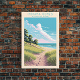 Indiana Dunes National Park Travel Poster Art, Canvas Print Wall Art, Indiana Travel Art, Midcentury Modern Travel Decor, Wall Art