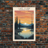 Lake Clark National Park Alaska Travel Art, National Park Print, Minimalist Travel Art, Midcentury Modern Style Landscape Painting