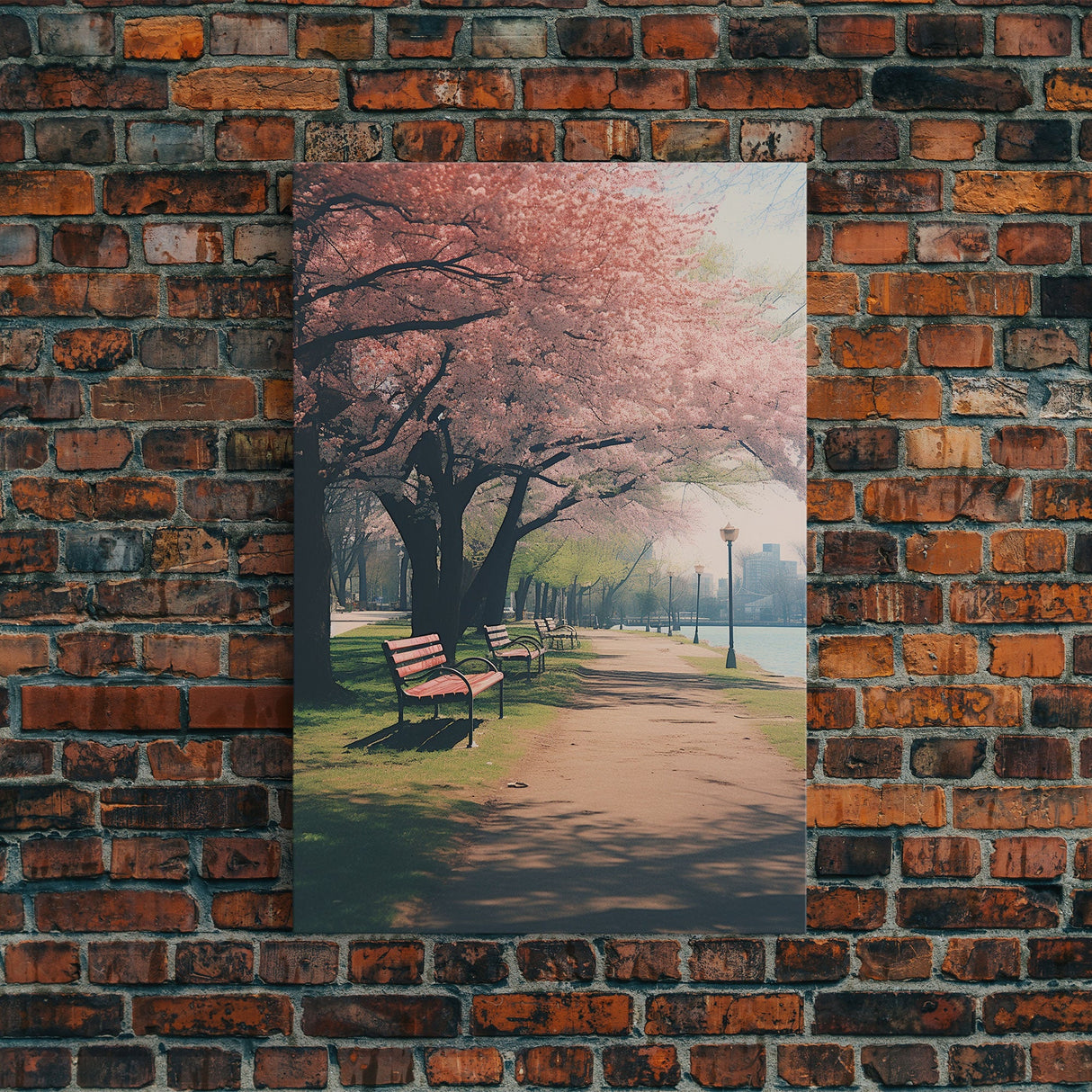 Nature Wall Art, Park Wall Print, Cherry Blossoms, Canvas Print, Wall Hanging, Portrait Art, Bookshelf Decor, Appreciation Gift, Office Art