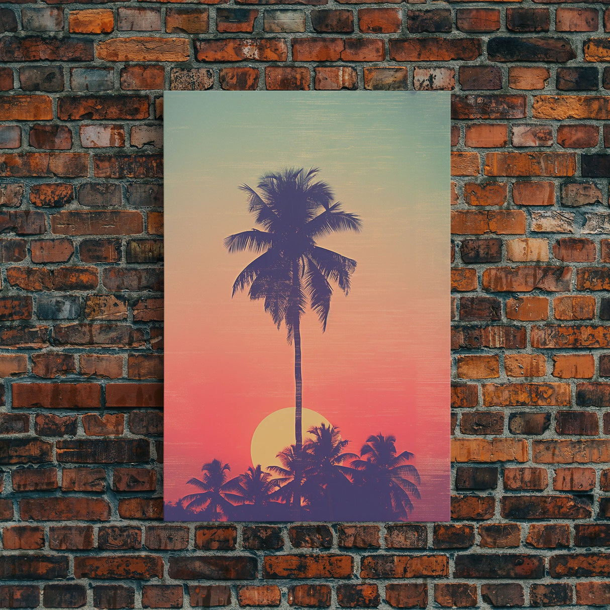 Palm Tree Wall Art, Tropical Wall Art, Minimalist Wall Art, Canvas Print, Wall Hanging, Portrait Art, Tiny House Decor, Dorm Room Art