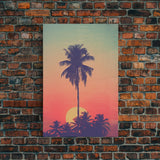 Palm Tree Wall Art, Tropical Wall Art, Minimalist Wall Art, Canvas Print, Wall Hanging, Portrait Art, Tiny House Decor, Dorm Room Art
