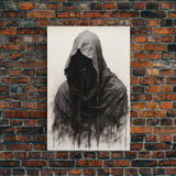 Spooky Halloween Art - Portrait Of The Grim Reaper - Framed Canvas Print - Halloween Decor - Halloween Clearance