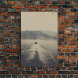 Boat Art, Black And White, Minimalist Wall Art, Mountain Wall Art, Canvas Print, Wall Hanging, Portrait Art, Nature Print, Nautical Print