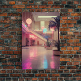 Photo Of A 1980s Mall, Framed Canvas Print, Liminal Spaces, Vaporwave Aesthetic Wall Art, Game Room Decor