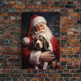 Santa Claus and his Beagle, Cute Dog Art, Framed Canvas Print, Christmas Art, Christmas Decor, Christmas Art Print, Christmas Wall Art
