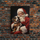 Santa Claus And His Beagle, Christmas Wall Art, Dog Gift, Christmas Dog, Winter Wall Art, Santa Decor, Santa Art Print, Cute Dog Print