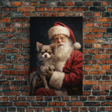 Santa Claus And His Chihuahua, Christmas Wall Art, Christmas Dog, Winter Wall Art, Santa Decor, Santa Art Print, Farmhouse Christmas