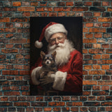 Santa Claus And His Chihuahua, Christmas Wall Art, Christmas Dog, Winter Wall Art, Santa Decor, Santa Art Print, Farmhouse Christmas