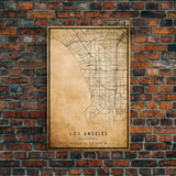 Los Angeles Vintage Map Print | Los Angeles Map | California Map Art | Los Angeles City Road Map Poster | Distressed / Retro LA Street Art
