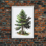 Pine Tree Watercolor Wall Art Canvas Print - Vibrant Colorful Nature Scene Artwork