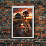 Country Lane Sunset Canvas Print, Country Roads, Dirt Road Art, Primitive Decor