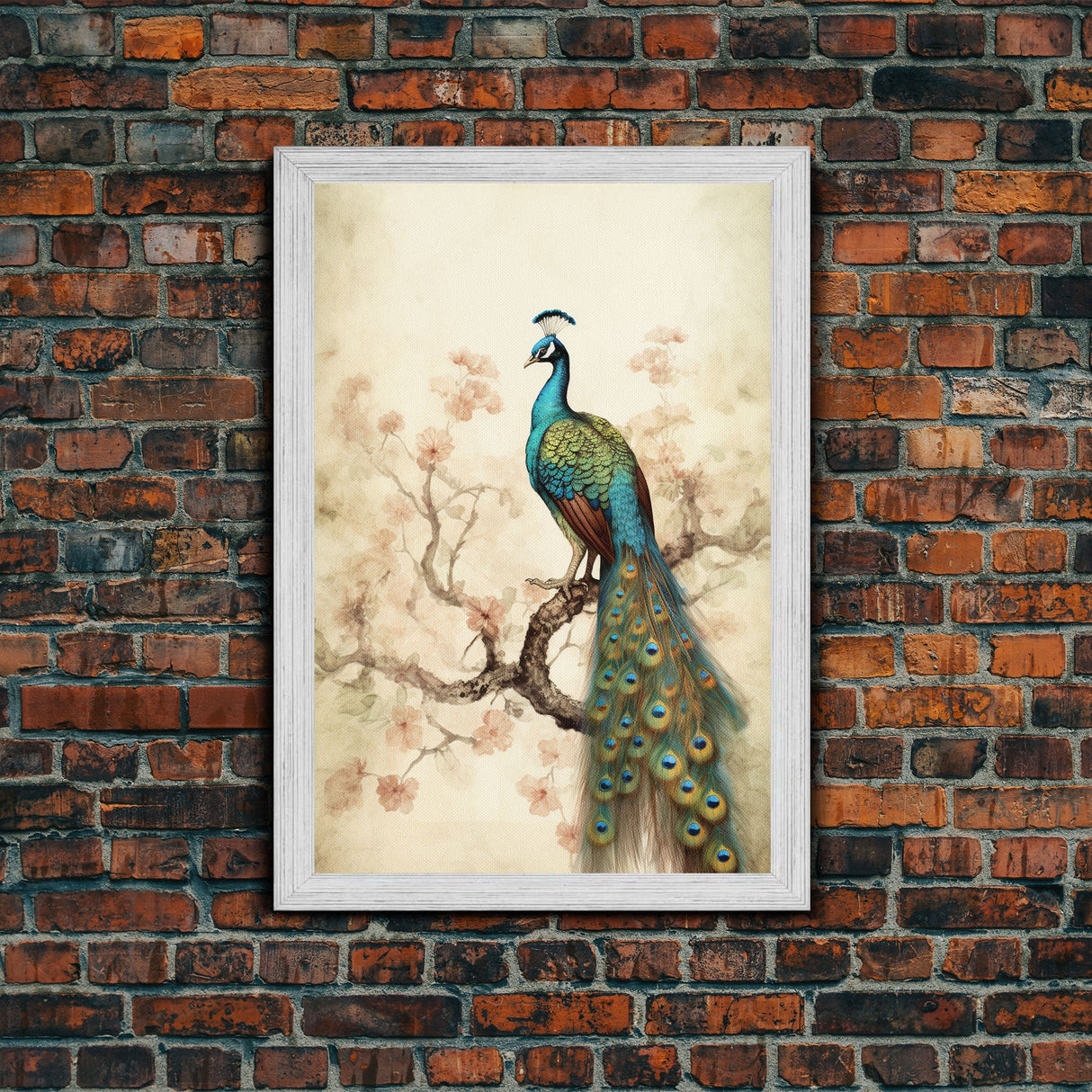 peacock wall art | peacock art print | boho wall art | peacock poster | mid century modern art | home office wall art | Farmhouse Canvas Art