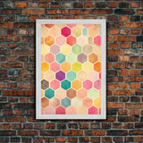Hexagon Art, Mid Century Art Print, Framed Modern Art, Geometric Art, Mid Century Modern Wall Art, Colorful Art, MCM Style Canvas Art