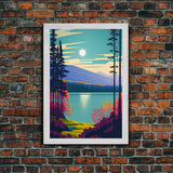 Scandinavian Inspired Pacific Northwest Art, Pop Art, Framed Canvas Print, High Contrast Vibrant and Colorful Living Room Art