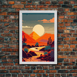 Retro Pop Art Style Framed Canvas Print, Framed Wall Art, Desert Prints, Southwestern Decor, Primitive Art