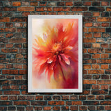Vintage Style Red Flowers Framed Canvas Art, Vintage Floral Print, Vintage White Roses Painting, Still Life Botanical Farmhouse print