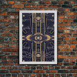 Midcentury Modern Wall art, Framed Canvas Print, Art Deco, Pattern art, Gold & purple art, Ornament art, Canvas wall art, Geometric art