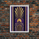 Midcentury Modern Wall art - Framed Canvas Print - Art Deco - Wall art - Purple & gold art - Ornament art - Patterns art - Geometric art