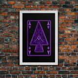 Neon Lights Purple Ace Of Spades Wall Decor, Poker Wall Art, Cards, Minimalist Print, Wall Decor, Canvas Print, Wall Art, Framed Canvas