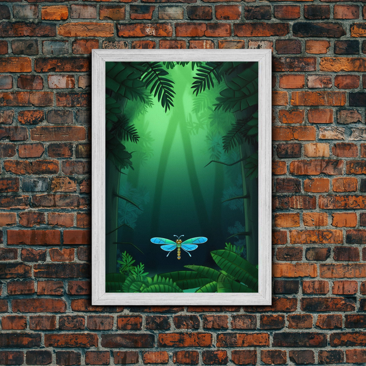 Dragonfly Wall Art, Nature Wall Decor, Woods, Trees, Green Art, Minimalist Print, Wall Decor, Canvas Print, Wall Art, Framed Canvas