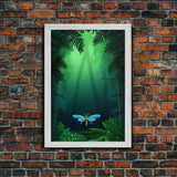 Dragonfly Wall Art, Nature Wall Decor, Woods, Trees, Green Art, Minimalist Print, Wall Decor, Canvas Print, Wall Art, Framed Canvas