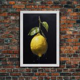 Lemon Wall Art, Food Wall Decor, Kitchen Wall Art, Fruit Art, Minimalist Wall Art, Wall Decor, Canvas Print, Wall Art, Framed Canvas