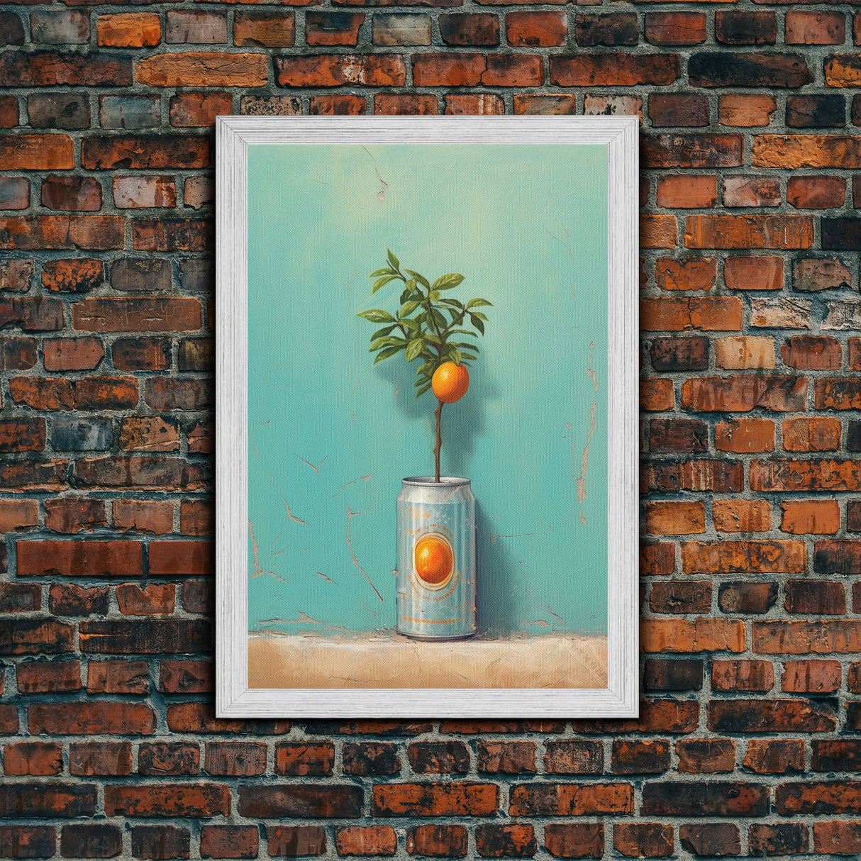 Orange Tree In Can Wall Decor, Fruit Wall Art, Kitchen Wall Art, Minimalist Wall Art, Wall Decor, Canvas Print, Wall Art, Framed Canvas Art