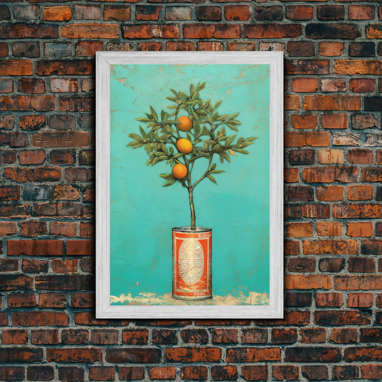 Orange Plant In Can Wall Decor, Fruit Wall Art, Kitchen Wall Art, Minimalist Wall Art, Wall Decor, Canvas Print, Wall Art, Framed Canvas Art