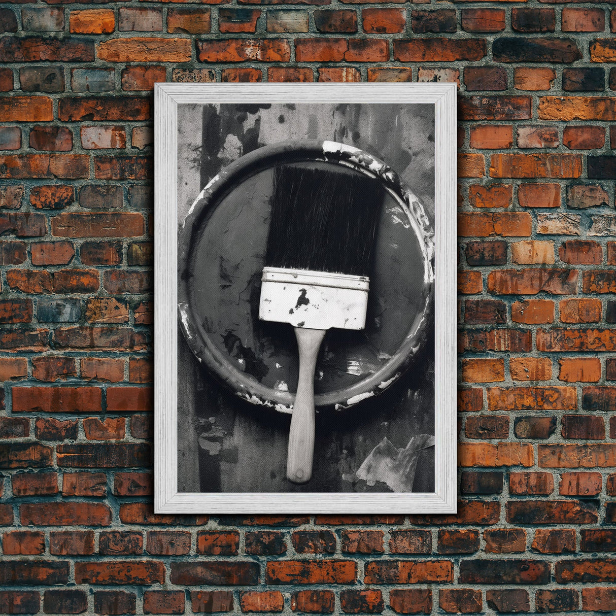 Paint Brush Wall Art, Brush Wall Decor, Black And White Print, Minimalist Print. Wall Decor, Canvas Art, Wall Art, Framed Canvas Wall Decor