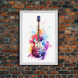 Rock N Roll Art, Classic Electric Guitar Print, Studio Gift, Musician Gift, Music Wall Art, Framed Canvas Print, Rock And Roll