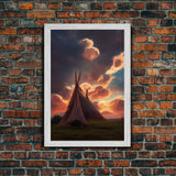 Native American Tipi Wall Art, Poster Print, Fine Art Paper Print, Early American Style Wall Decor