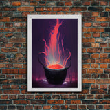 Spooky Witch's Cauldron Canvas Print, Halloween wall art, spooky home decor