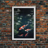 Koi Fish Wall Art, Fish Painting, Zen Wall Art, Fish Wall Art, Nature Print, Canvas Print, Wall Art, Vertical Art, Home Office Art, RV Decor
