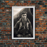 World War 2, Vintage Photo, Aviation Wall Art, Pilot Wall Art, Canvas Print, Wall Art, Vertical Print, Gift For Him, Office Wall Art