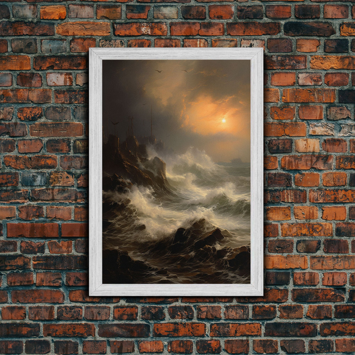 Ocean Waves Art, Sunset Wall Art, Nautical Art Print, Seascape Wall Art, Canvas Print, Wall Art, Vertical Art, Apartment Wall Decor, Prints