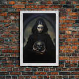 The Fortune Teller, Halloween Canvas Print, Framed Canvas, Unique Wall Art, Goth Art, Dark Academia, Witch Art, Witchcraft