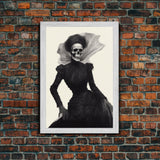 Halloween Skull Charcoal Sketch Canvas Print, Halloween Wall Art, Macabre Painting, Death Mask