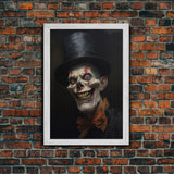 Creepy Clown Art Canvas Print, Victorian Horror Decor, Gothic Halloween Art, Framed Canvas, Halloween Canvas, Scary Wall Art, Unusual Decor