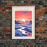 Gates Of The Arctic National Park Travel Art, National Park Print, Minimalist Travel Art, Midcentury Modern Style Landscape Painting