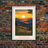 Shenandoah National Park Virginia Travel Art, National Park Print, Minimalist Travel Art, Midcentury Modern Style Landscape Painting