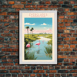 Everglades National Park Florida Travel Art, National Park Print, Minimalist Travel Art, Midcentury Modern Style Landscape Painting
