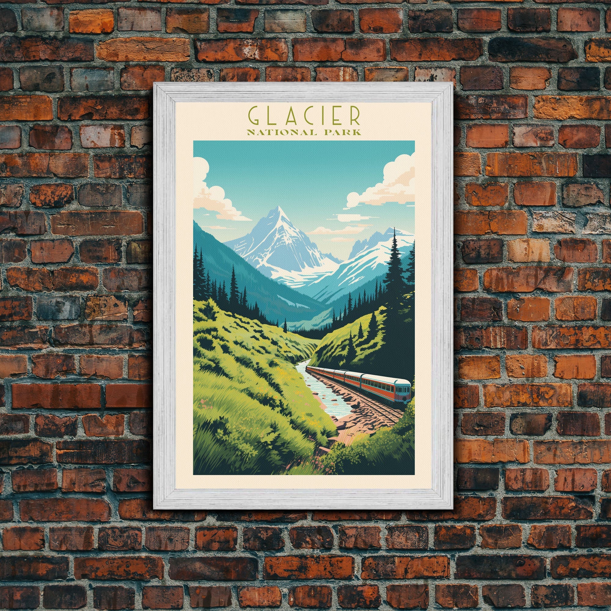 アート・デザイン・音楽 Travel & leisure graphics Glacier National Park Travel Poster Art, Canvas Print Wall Art