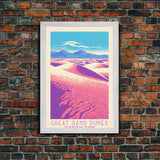 Great Sand Dunes National Park Travel Poster Art, Canvas Print Wall Art, Colorado Travel Art, Midcentury Modern Travel Decor, MCM Wall Art