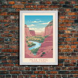 Mesa Verde National Park Colorado Travel Art, National Park Print, Minimalist Travel Art, Midcentury Modern Style Landscape Painting