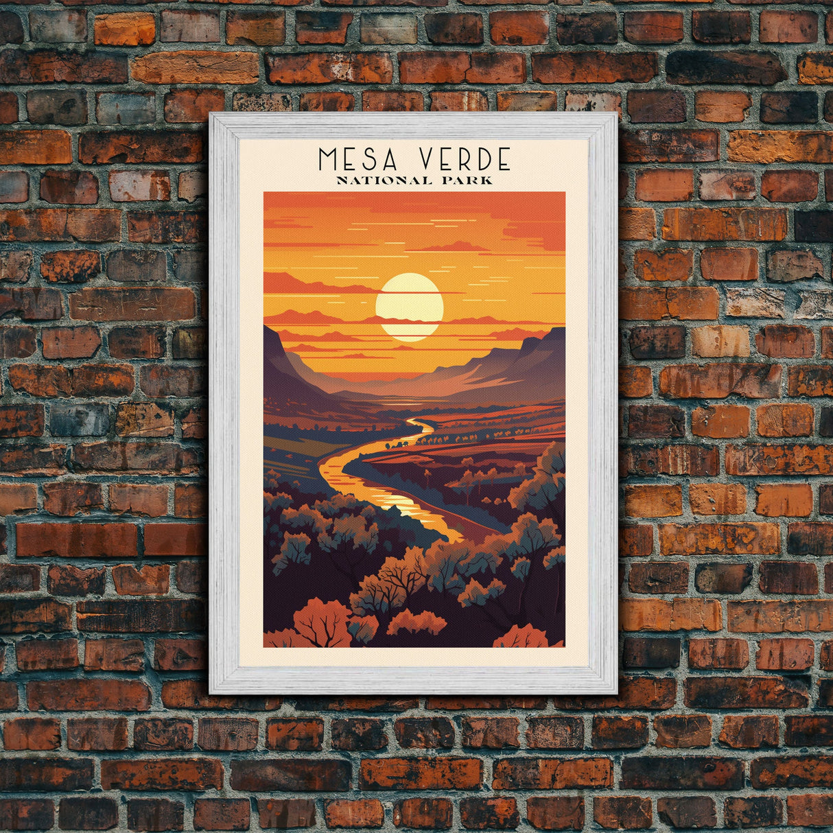 Mesa Verde National Park Colorado Travel Art, National Park Print, Minimalist Travel Art, Midcentury Modern Style Landscape Painting