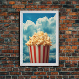 Popcorn, Game Room Wall Art, Movie Room Art, Canvas Print, Wall Hanging, Portrait Art, Minimalist Wall Art, Kitchen Wall Decor, Hostess Gift