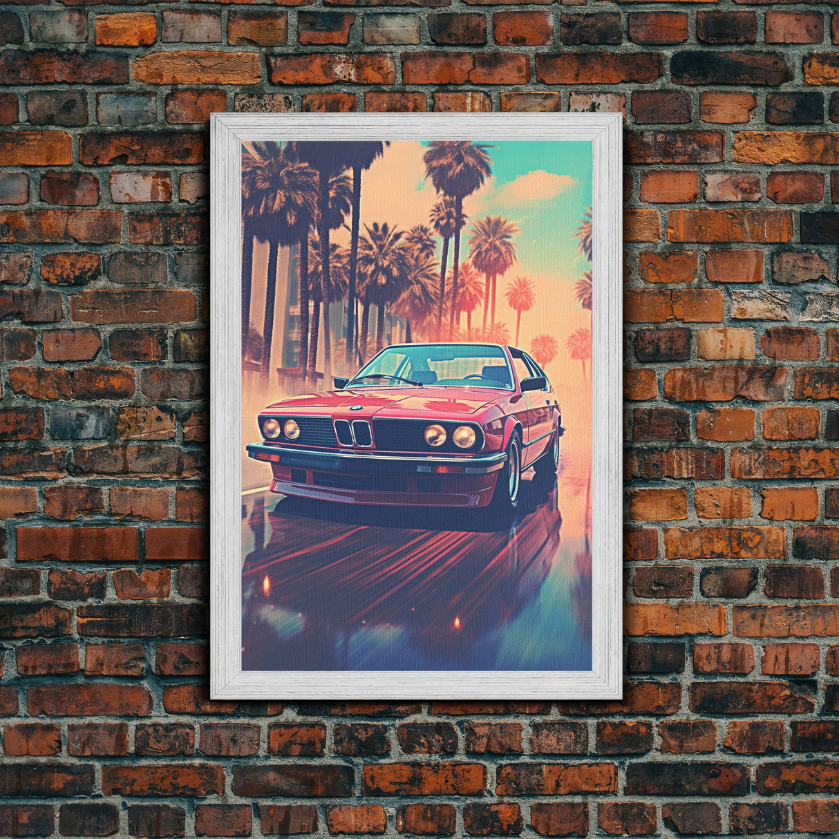 Red Sports Car, Classic Car Wall Art, Canvas Print, Wall Hanging, Portrait Art, Car Lover Gift, Above Bed Decor, Dorm Room Art, Office Decor