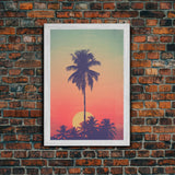 Palm Tree Wall Art, Tropical Wall Art, Minimalist Wall Art, Canvas Print, Wall Hanging, Portrait Art, Tiny House Decor, Dorm Room Art