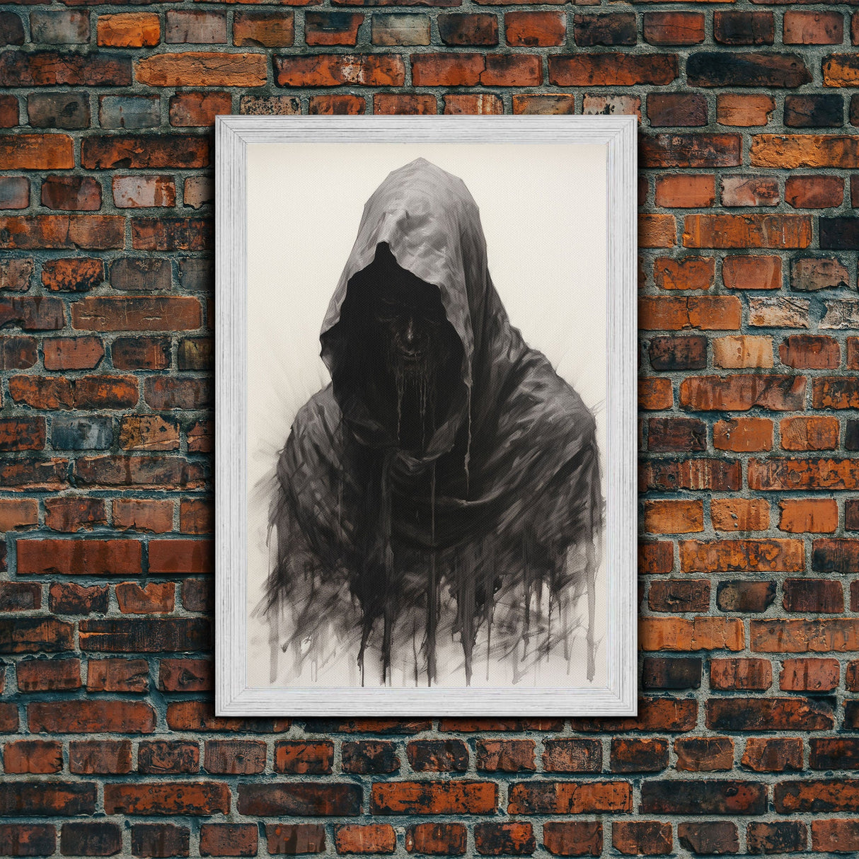 Spooky Halloween Art - Portrait Of The Grim Reaper - Framed Canvas Print - Halloween Decor - Halloween Clearance